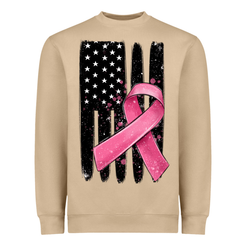 Breast Cancer Ribbon American Flag Heavyweight Sweatshirt by MaliasSmallBusiness | Teevron