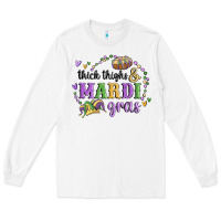 White thick thighs mardi gras Long Sleeve Tee - MaliasSmallBusiness