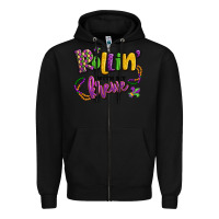Black rollin' with my krewe mardi gras Zipper Hoodie - LillyAllenDesigns