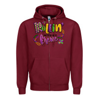Burgundy rollin' with my krewe mardi gras Zipper Hoodie - LillyAllenDesigns