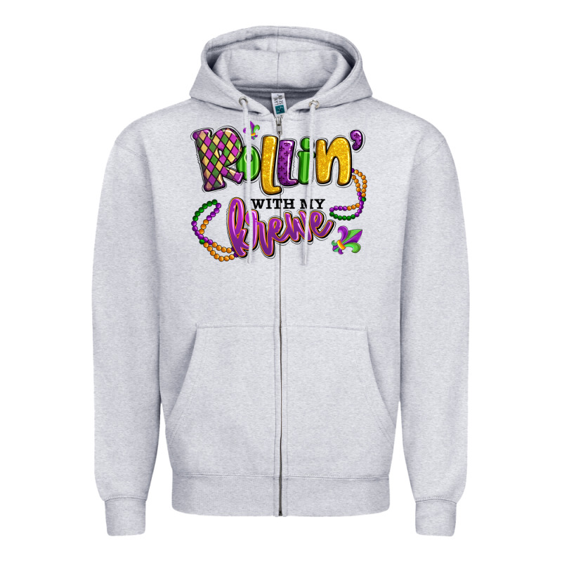 Rollin' With My Krewe Mardi Gras Zipper Hoodie by LillyAllenDesigns | Teevron
