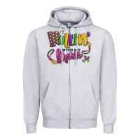 Heather Grey rollin' with my krewe mardi gras Zipper Hoodie - LillyAllenDesigns