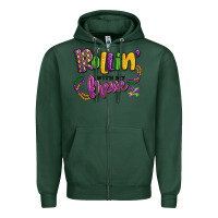 Sports Green rollin' with my krewe mardi gras Zipper Hoodie - LillyAllenDesigns