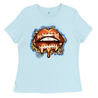Baby Blue american football lips Ladies Tee - Zillion Design Studio