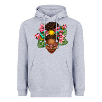 Heather Grey Afro Woman Summer Heavyweight Hoodie - texasbilliewilder