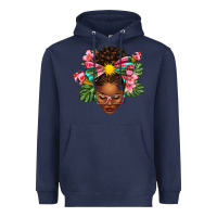 Navy Afro Woman Summer Heavyweight Hoodie - texasbilliewilder