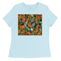 Baby Blue fall cowhide highland cow tumbler Ladies Tee - RanaPortraitStore