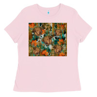 Bubblegum Pink fall cowhide highland cow tumbler Ladies Tee - RanaPortraitStore