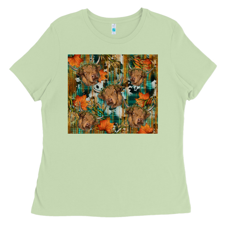 Fall Cowhide Highland Cow Tumbler Ladies Tee by RanaPortraitStore | Teevron