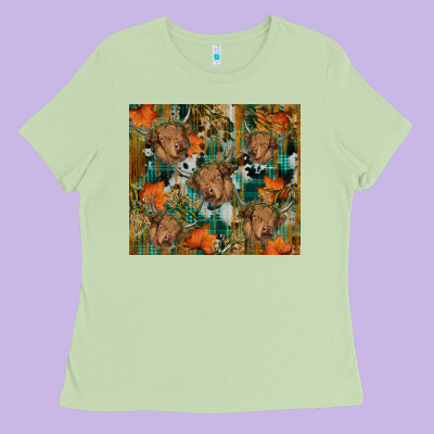 Fall Cowhide Highland Cow Tumbler Ladies Tee Designed By Ranaportraitstore
