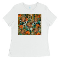 White fall cowhide highland cow tumbler Ladies Tee - RanaPortraitStore