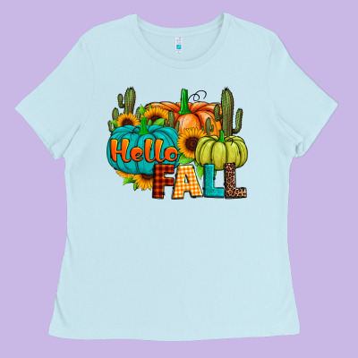 Hello Fall Ladies Tee Designed By Jahusdesignshop