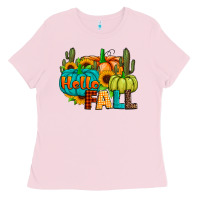 Bubblegum Pink hello fall Ladies Tee - JahusDesignShop
