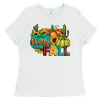 White hello fall Ladies Tee - JahusDesignShop