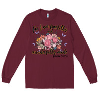Burgundy for i am fearfully and wonderfully made Long Sleeve Tee - MaliasSmallBusiness