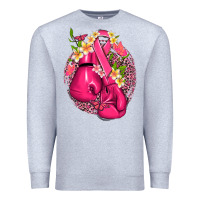 Heather Grey cancer boxing gloves with ribbon Premium Sweatshirt - NancyCooperArtShop