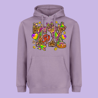 Texas Mardi Gras Heavyweight Hoodie Designed By Nancycooperartshop
