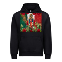 Black Our Lady Of Guadalupe Mexican Flag Roses Cactus Urban Hoodie - FaDigitalArtStudio