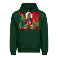 Forest Green Our Lady Of Guadalupe Mexican Flag Roses Cactus Urban Hoodie - FaDigitalArtStudio