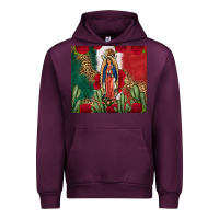 Mauve Wine Our Lady Of Guadalupe Mexican Flag Roses Cactus Urban Hoodie - FaDigitalArtStudio