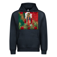 Navy Our Lady Of Guadalupe Mexican Flag Roses Cactus Urban Hoodie - FaDigitalArtStudio