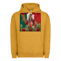 Pigment Peanut Butter Our Lady Of Guadalupe Mexican Flag Roses Cactus Urban Hoodie - FaDigitalArtStudio