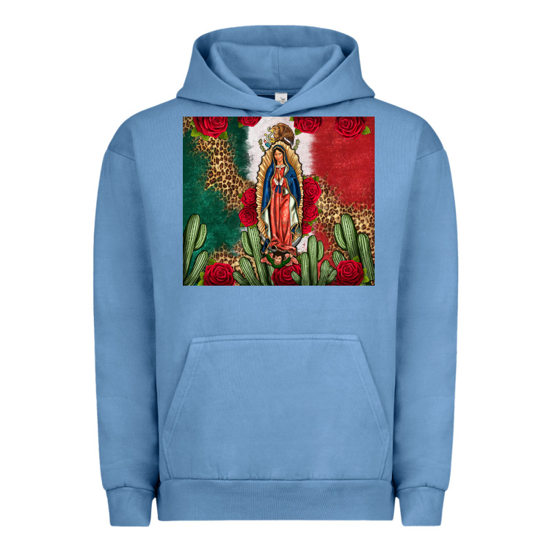 Our Lady Of Guadalupe Mexican Flag Roses Cactus Urban Hoodie by FaDigitalArtStudio | Teevron