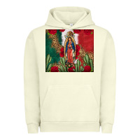 Pigment Pistachio Our Lady Of Guadalupe Mexican Flag Roses Cactus Urban Hoodie - FaDigitalArtStudio