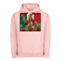 Pigment Salmon Our Lady Of Guadalupe Mexican Flag Roses Cactus Urban Hoodie - FaDigitalArtStudio