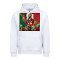 White Our Lady Of Guadalupe Mexican Flag Roses Cactus Urban Hoodie - FaDigitalArtStudio