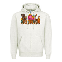 Oatmeal Heather cowgirl Zipper Hoodie - LillyAllenDesigns