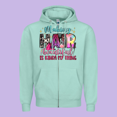 Making Hair Beautiful Is Kinda My Thing Zipper Hoodie Designed By Lillyallendesigns