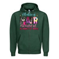 Sports Green making hair beautiful is kinda my thing Zipper Hoodie - LillyAllenDesigns