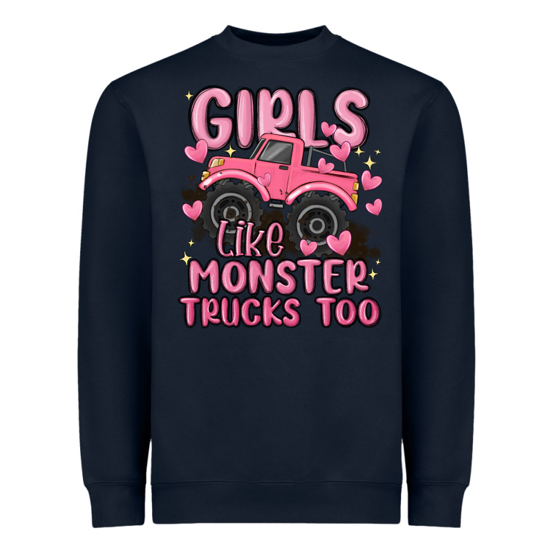 Girls Like Monster Trucks Too Heavyweight Sweatshirt by MaliasSmallBusiness | Teevron