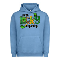 Pigment Pebble Blue One lucky mom St. Patrick's Urban Hoodie - OliviaCreatesArt
