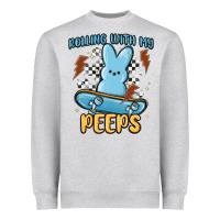 Heather Grey skateboard bunny Heavyweight Sweatshirt - MaliasSmallBusiness