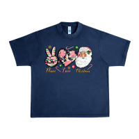 Navy pink peace love christmas Urban Heavy Tee - NancyCooperArtShop