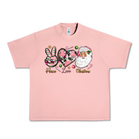 Salmon pink peace love christmas Urban Heavy Tee - NancyCooperArtShop