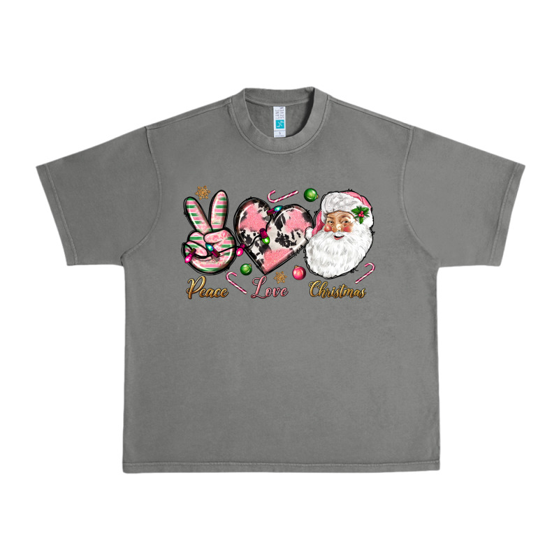 Pink Peace Love Christmas Urban Heavy Tee by NancyCooperArtShop | Teevron