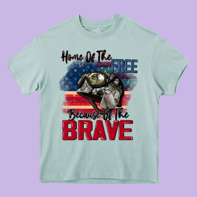 Home Of The Free Because Of The Brave 4th Of July Heavy Core Tee Designed By Cowgirlartshop