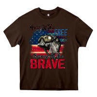 Chocolate Brown Home of the free because of the brave 4th of july Heavy Core Tee - CowGirlArtShop