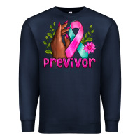 Navy Previvor Breast Cancer Premium Sweatshirt - NancyCooperArtShop