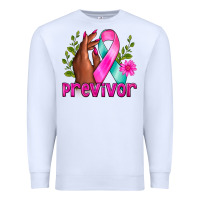 White Previvor Breast Cancer Premium Sweatshirt - NancyCooperArtShop