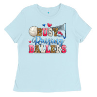 Baby Blue busy raising ballers volleyball Ladies Tee - Zillion Design Studio