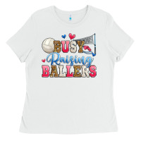 White busy raising ballers volleyball Ladies Tee - Zillion Design Studio