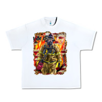 White Firefighter Fire And American Urban Heavy Tee - LillyAllenDesigns