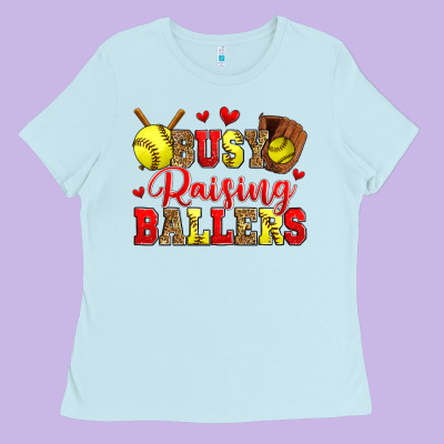Busy Raising Ballers Softball Ladies Tee Designed By Zillion Design Studio