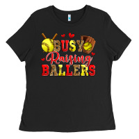 Black busy raising ballers softball Ladies Tee - Zillion Design Studio