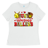 White busy raising ballers softball Ladies Tee - Zillion Design Studio