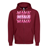 Burgundy mama mama mama valentine's day Zipper Hoodie - LillyAllenDesigns